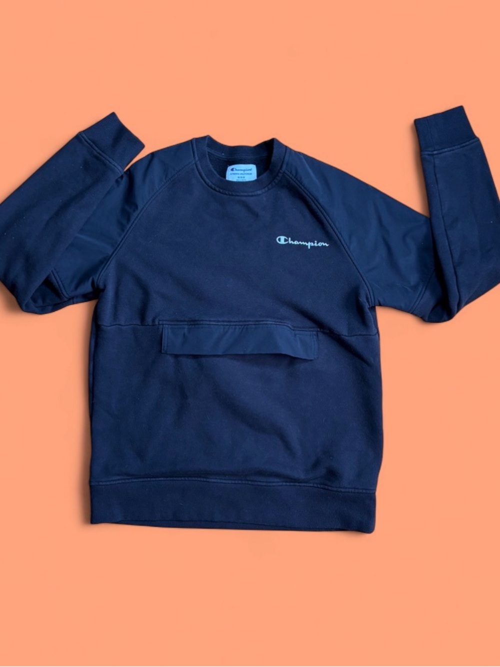 Champion Black Crewneck Front Pouch Sweatshirt